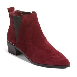 Leather Burgundy Suede Chelsea Bootie